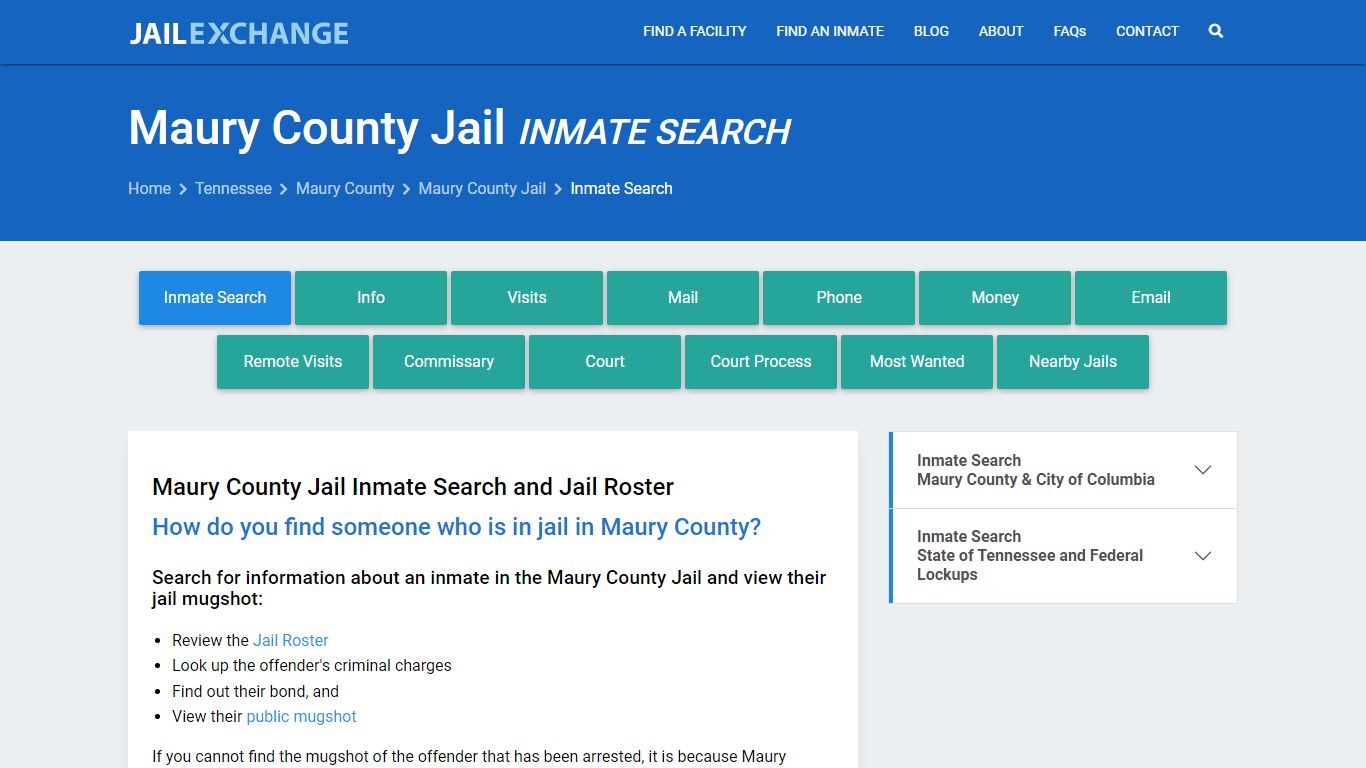 Inmate Search: Roster & Mugshots - Maury County Jail, TN